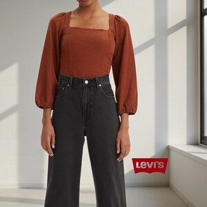 Levi's, Finn Statement Top Square Neck Long Sleeve, XL, Net Geo Gingerbread